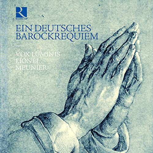 CD cover: Praying hands illustration with text "Ein Deutsches Barockrequiem.