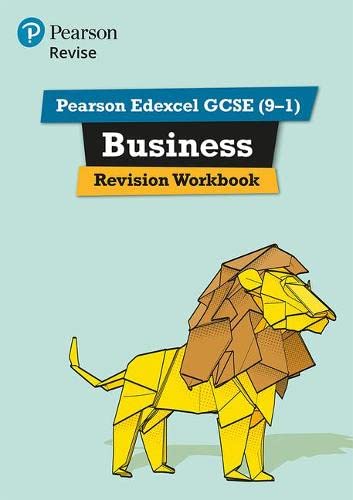 Pearson Edexcel GCSE Business revision workbook cover featuring a geometric yellow lion illustration.