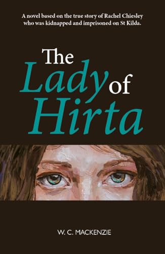 Book cover: "The Lady of Hirta" with a portrait of a woman’s eyes.