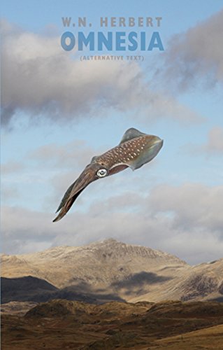 Book cover: “Omnesia” with a flying squid over mountains.