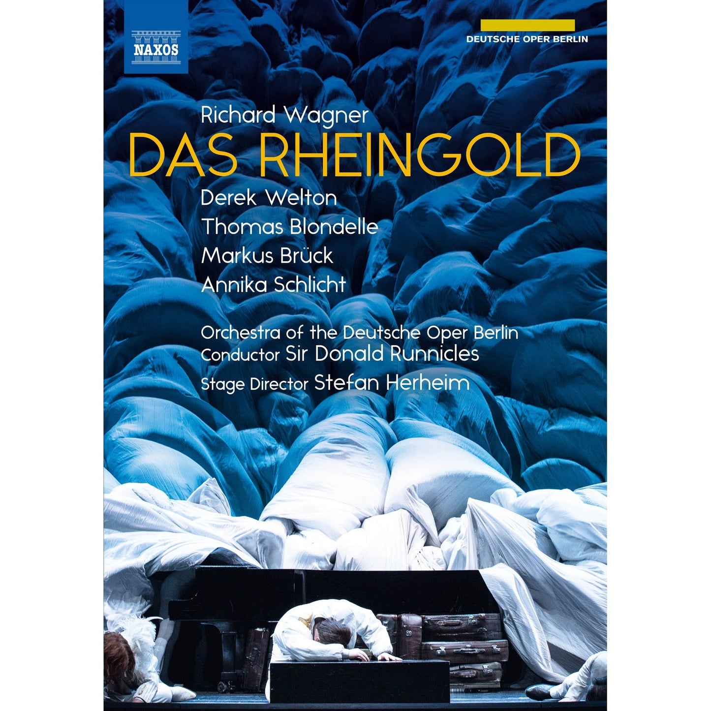 DVD cover for Wagner’s *Das Rheingold* opera, figures in blue tones.