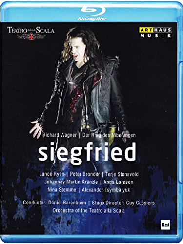 Blu-ray cover for Wagner’s “Siegfried” featuring a man in dark clothing.