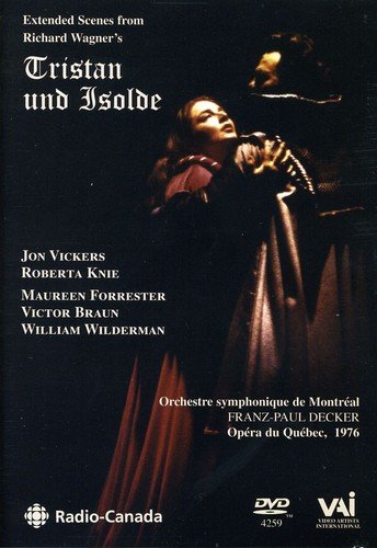 DVD cover for Wagner’s “Tristan und Isolde” opera, featuring performers’ names.