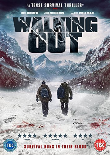 DVD cover for "Walking Out" featuring two figures in a snowy mountain landscape.