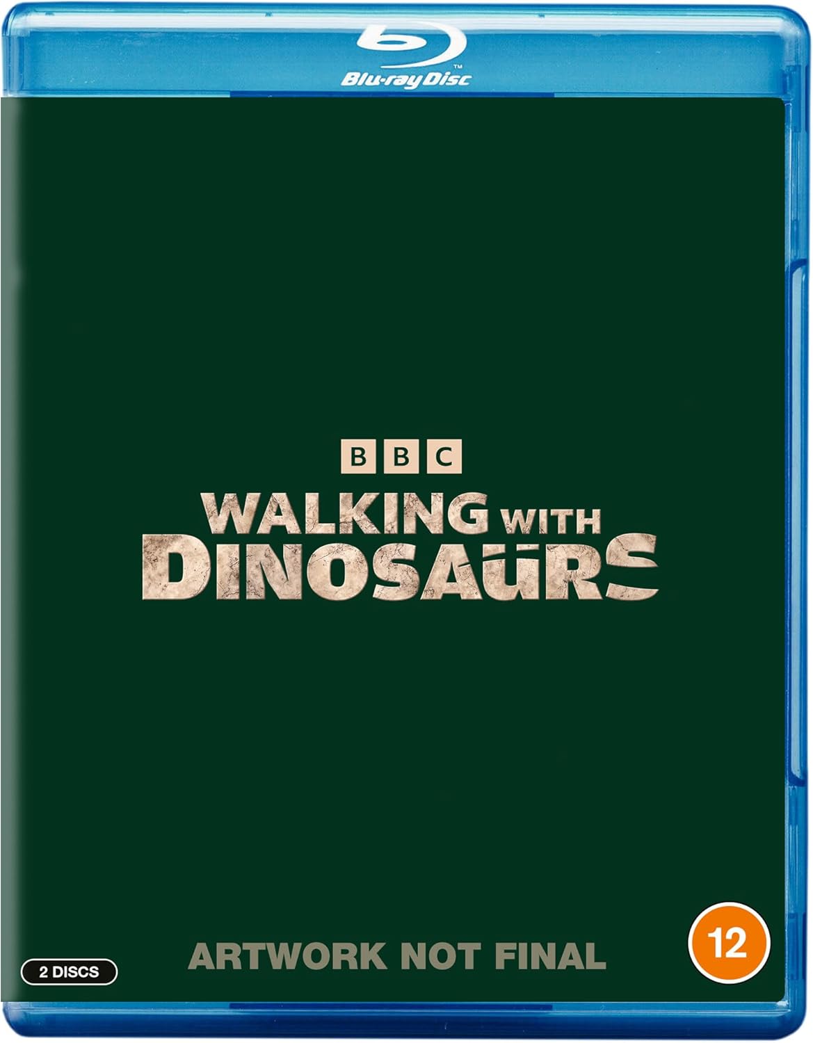 Blu-ray cover for “Walking With Dinosaurs” (2025) with BBC logo.