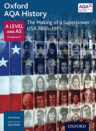 Textbook cover: "The Making of a Superpower: USA 1865-1975" with portraits.