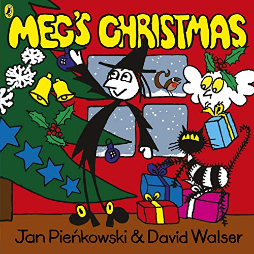 Book cover: cartoon cats and Christmas decorations on red background.