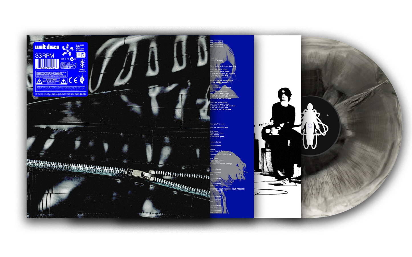 Walt Disco vinyl LP with blue cover art and marbled grey record.