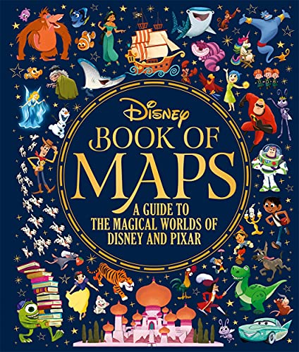 The cover of a Disney book with cartoon characters on a starry navy background.
