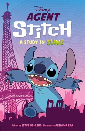 Disney’s Stitch in front of the Eiffel Tower, book cover.