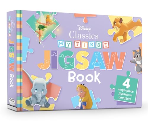 Disney Classics jigsaw book with characters and colorful puzzle pieces.