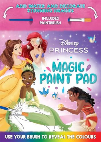 Disney Princess Magic Paint Pad cover featuring Belle, Ariel, Tiana, and Moana.