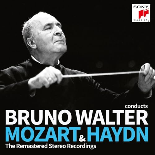 Bruno Walter conducting, album cover for Mozart & Haydn recordings.