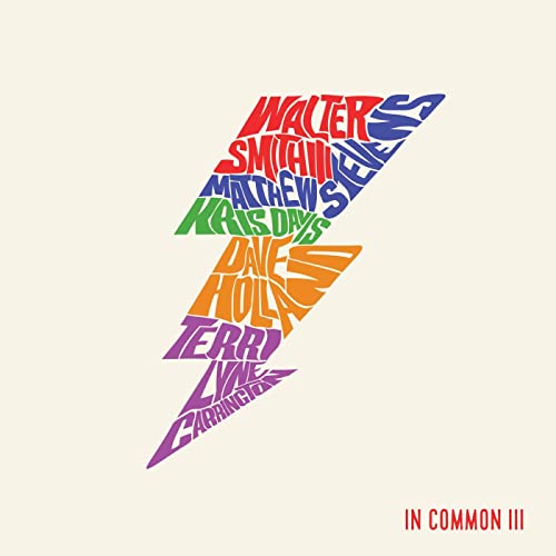Album cover for "In Common III" featuring a colorful lightning bolt design.
