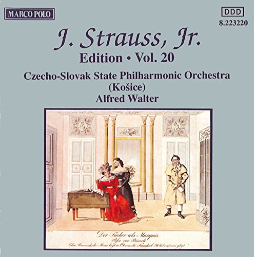 CD cover for Strauss orchestral works, featuring a vintage illustration.