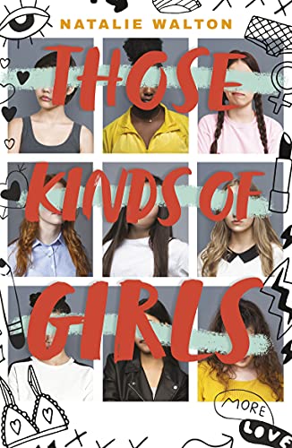 Book cover featuring nine young women with text partially obscuring faces.