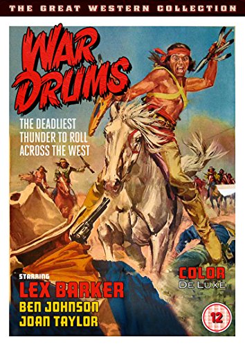 “War Drums” DVD cover: a Native American man on horseback, western scene.