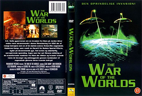 War of the Worlds" DVD cover featuring alien tripods over a landscape.