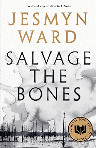 Book cover for "Salvage the Bones" with a flooded landscape.
