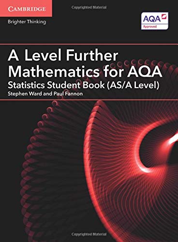 Textbook cover: “A Level Further Mathematics for AQA Statistics”, red spiral design.