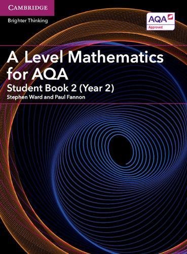 A Level Mathematics textbook cover with swirling blue and orange design.