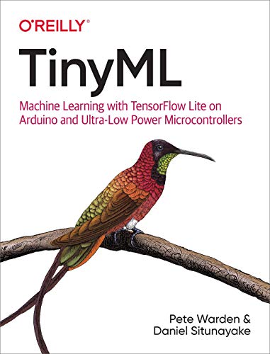 Book cover with "TinyML" title and a hummingbird perched on a branch.