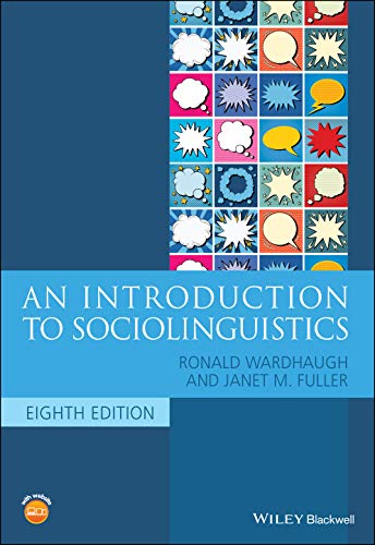 Textbook cover: “An Introduction to Sociolinguistics, Eighth Edition” with speech bubble design.