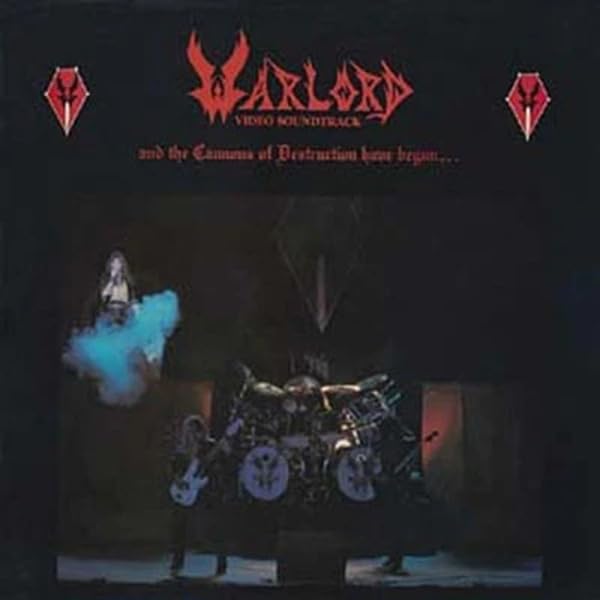 Warlord album cover: fantasy art with a warrior and cannons.