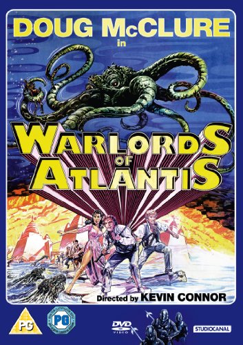 DVD cover art featuring a giant octopus, actors, and the title Warlords of Atlantis.