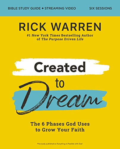 Yellow book cover with bold text: "Created to Dream" by Rick Warren.