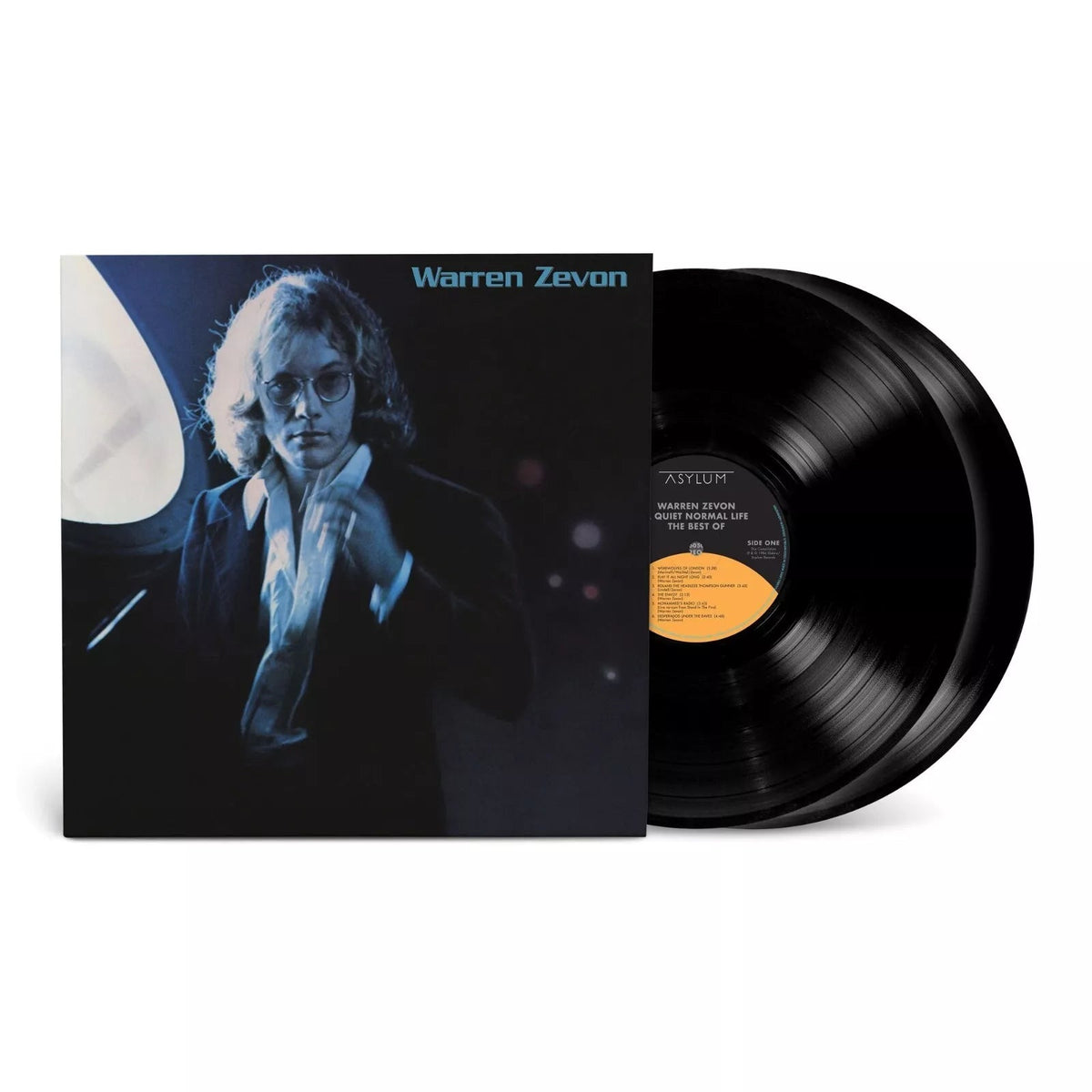 Warren Zevon’s self-titled vinyl record with a portrait of the artist.