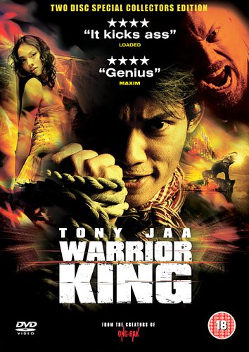 DVD cover for “Warrior King” featuring Tony Jaa in a dramatic action pose.