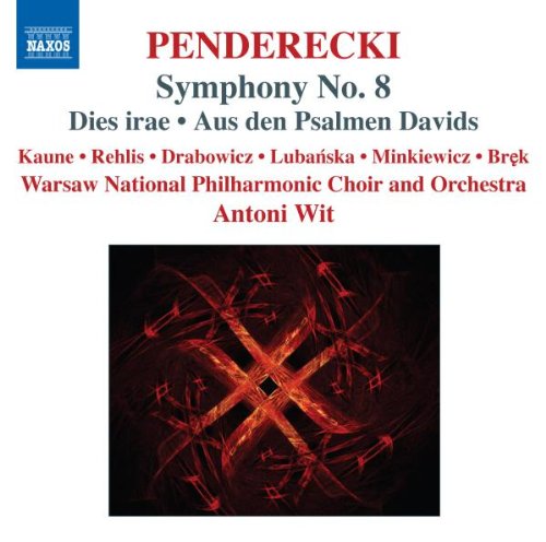 A CD cover with abstract red design on a white background.