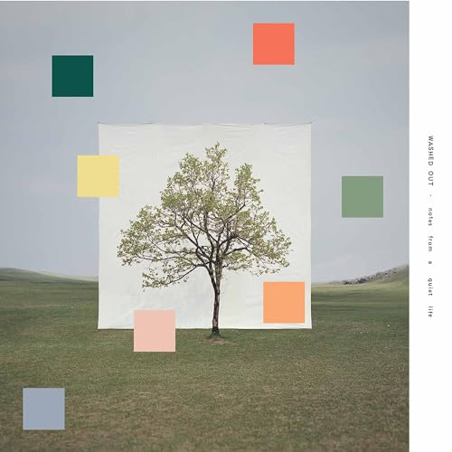 CD cover with a tree framed by colored squares on a field.