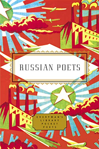 Book cover: "Russian Poets" with red and gold constructivist design.