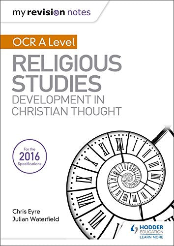 Textbook cover for OCR A Level Religious Studies featuring a spiral clock design.