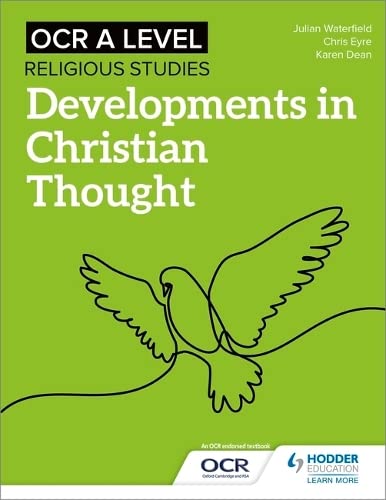 Green textbook cover with white dove illustration, titled “Developments in Christian Thought.”