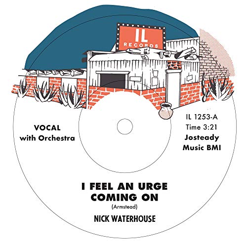A vinyl record label featuring an illustrated building and text "I Feel an Urge Coming On".