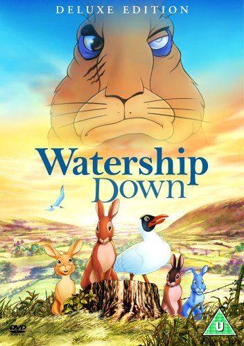 Watership Down DVD cover featuring rabbits and other animals in a landscape.