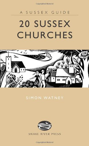 Book cover: "20 Sussex Churches" with illustration of churches and landscape.