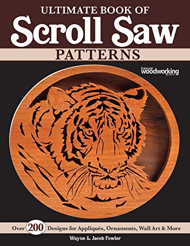 Book cover featuring a circular wooden tiger cutout with the title Scroll Saw Patterns.