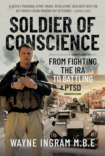 Book cover featuring a soldier in tactical gear with armored vehicles.