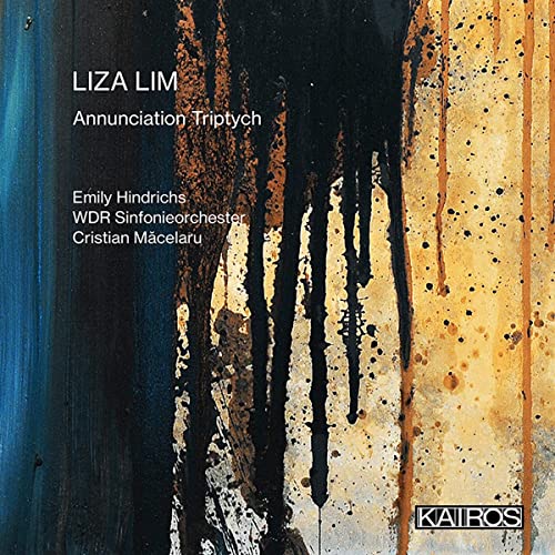 CD cover with text over an abstract background of black, blue, and yellow paint.