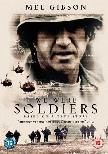 DVD cover for "We Were Soldiers" featuring Mel Gibson and helicopters.