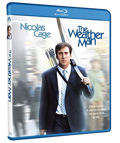 The Weather Man" Blu-ray case featuring Nicolas Cage with a bow and arrows.