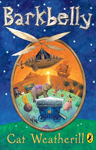 Book cover: "Barkbelly" by Cat Weatherill, featuring fantastical desert scene.