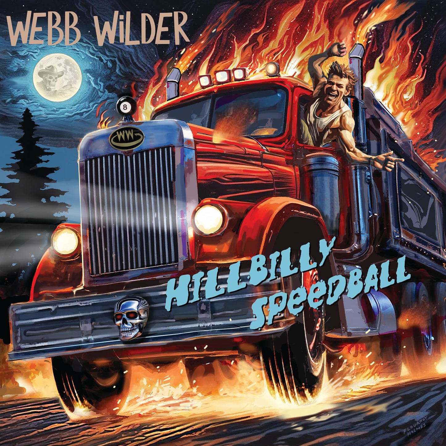 Album cover: red truck with skull, flames, and billiard balls.