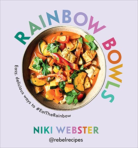 Cookbook cover featuring a colorful bowl of curry with tofu and vegetables.