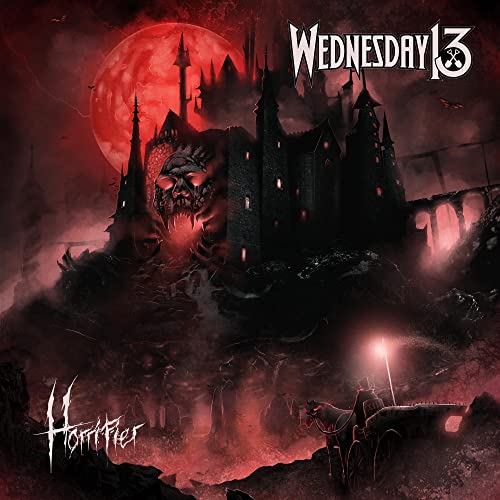 Wednesday 13 “Horrifier” CD cover: gothic castle, full moon, and skeletal face.
