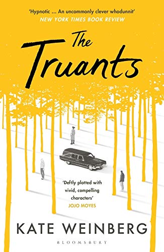 Book cover: "The Truants" with a snowy forest and a hearse.